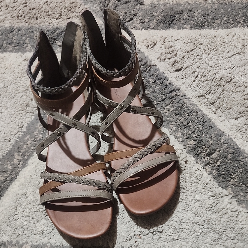 Maurices Multi-Strap Braided Sandals - Brown & Gray